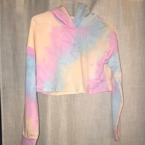 Rainbow Tie-Dye Crop Top Hoodie